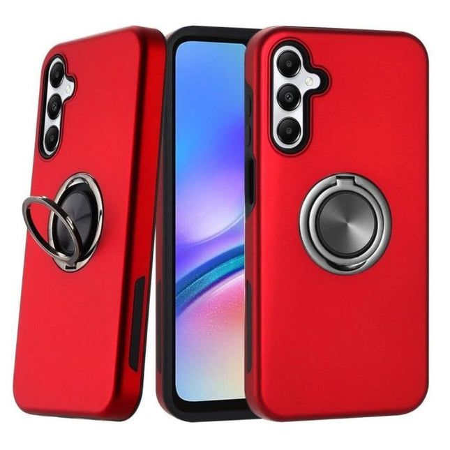 Magnetic Ring Stand Hybrid Case Cover For Galaxy A05s - Red - GR Phones