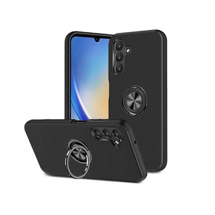 Magnetic Ring Stand Hybrid Case Cover For Galaxy A06 - Black - GR Phones
