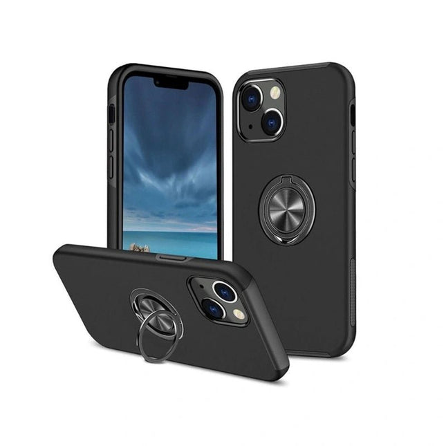 Magnetic Ring Stand Hybrid Case Cover For Galaxy A15 4G/ 5G - Black - GR Phones