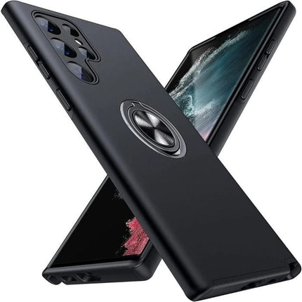 Magnetic Ring Stand Hybrid Case Cover For Galaxy A15 4G/ 5G - Black - GR Phones