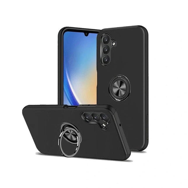 Magnetic Ring Stand Hybrid Case Cover For Galaxy A26 5G - Black - GR Phones