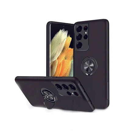Magnetic Ring Stand Hybrid Case Cover For Galaxy A55 5G - Black - GR Phones