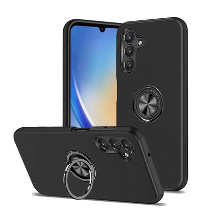Magnetic Ring Stand Hybrid Case Cover For Galaxy A56 5G - Black - GR Phones