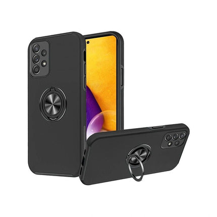 Magnetic Ring Stand Hybrid Case Cover For Galaxy A73 5G - Black - GR Phones