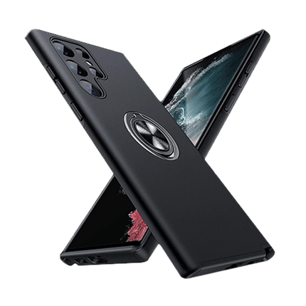 Magnetic Ring Stand Hybrid Case Cover For Galaxy S24 Plus - Black - GR Phones