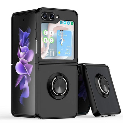 Magnetic Ring Stand Hybrid Case Cover For Galaxy Z Flip 7 - Black - GR Phones