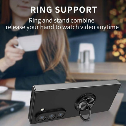 Magnetic Ring Stand Hybrid Case Cover For Galaxy Z Fold 7 - Black - GR Phones