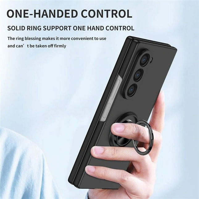 Magnetic Ring Stand Hybrid Case Cover For Galaxy Z Fold 7 - Black - GR Phones