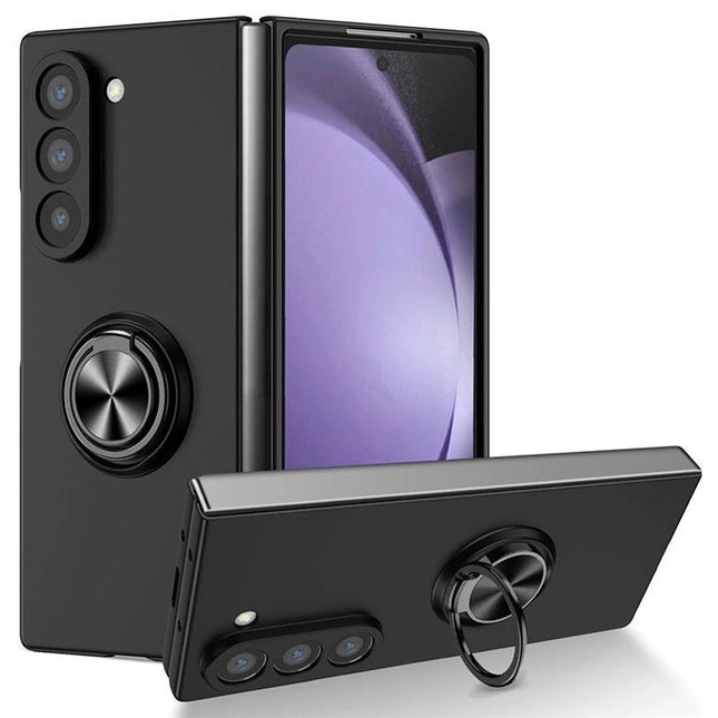 Magnetic Ring Stand Hybrid Case Cover For Galaxy Z Fold 7 - Black - GR Phones