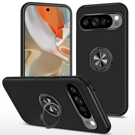 Magnetic Ring Stand Hybrid Case Cover For Google Pixel 10/ 10 Pro - Black - GR Phones