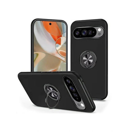 Magnetic Ring Stand Hybrid Case Cover For Google Pixel 10/ 10 Pro - Black - GR Phones