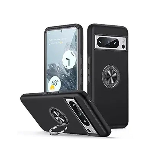 Magnetic Ring Stand Hybrid Case Cover For Google Pixel 10 Pro XL - Black - GR Phones