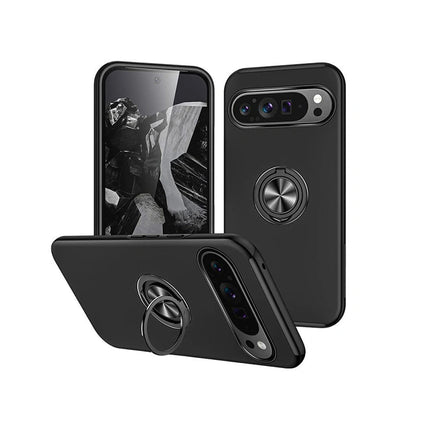 Magnetic Ring Stand Hybrid Case Cover For Google Pixel 9 Pro XL - Black - GR Phones