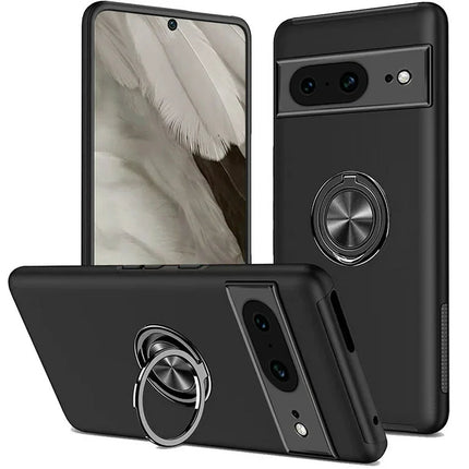 Magnetic Ring Stand Hybrid Case Cover For Google Pixel 9 Pro XL - Black - GR Phones