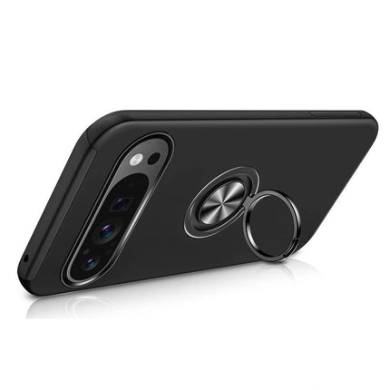 Magnetic Ring Stand Hybrid Case Cover For Google Pixel 9 Pro XL - Black - GR Phones
