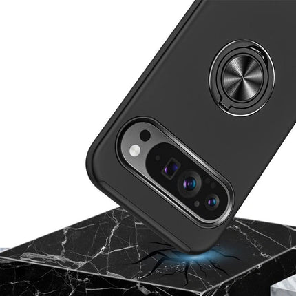 Magnetic Ring Stand Hybrid Case Cover For Google Pixel 9 Pro XL - Black - GR Phones