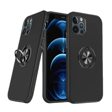 Magnetic Ring Stand Hybrid Case Cover For iPhone 11 - Black - GR Phones