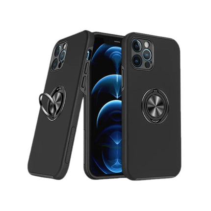 Magnetic Ring Stand Hybrid Case Cover For iPhone 12 Pro - Black - GR Phones