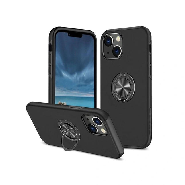 Magnetic Ring Stand Hybrid Case Cover For iPhone 7/ 8/ SE 2020 - 2022 - Black - GR Phones