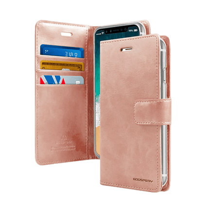 Mercury Blue Moon Diary Leather Case Cover For Galaxy S24 FE - Rose Gold - GR Phones