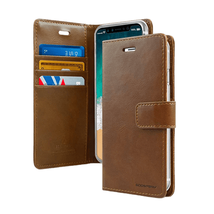 Mercury Blue Moon Diary Leather Case Cover For Galaxy S24/ S25 - Brown - GR Phones