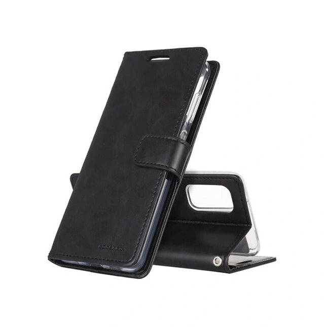 Mercury Blue Moon Diary Wallet Leather Case Cover For Galaxy Note 20 - Black - GR Phones