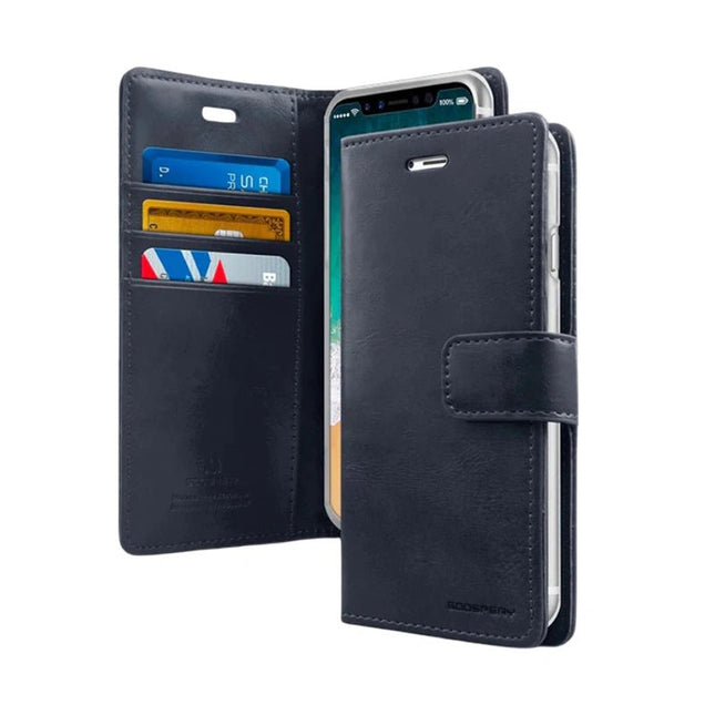 Mercury BlueMoon Diary Wallet Leather Case Cover For Galaxy S25 Ultra - Black - GR Phones