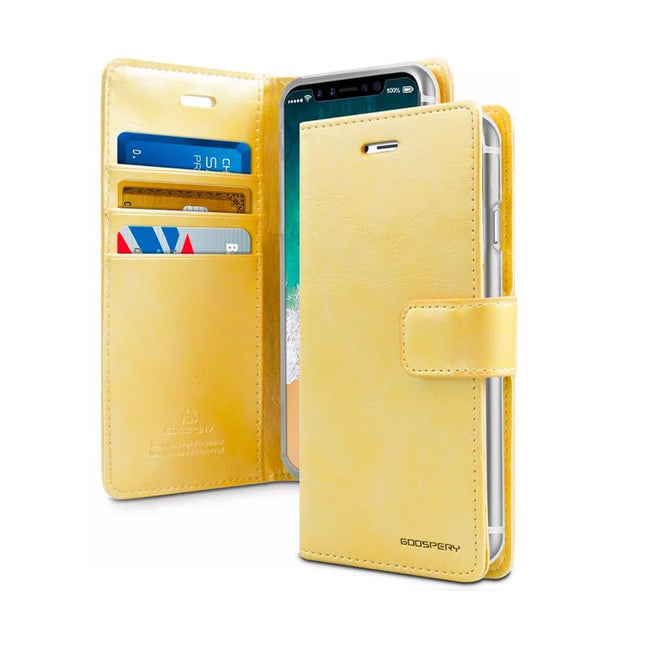 Mercury BlueMoon Diary Wallet Leather Case Cover For Galaxy S25 Ultra - Gold - GR Phones