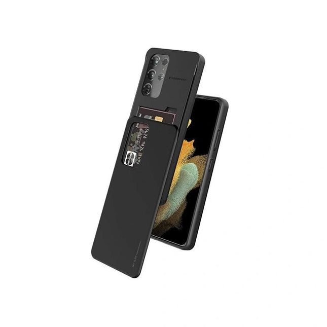 Mercury Sky Slide Bumper Case Cover With Card Slot for Galaxy Note 20 Ultra - Black - GR Phones