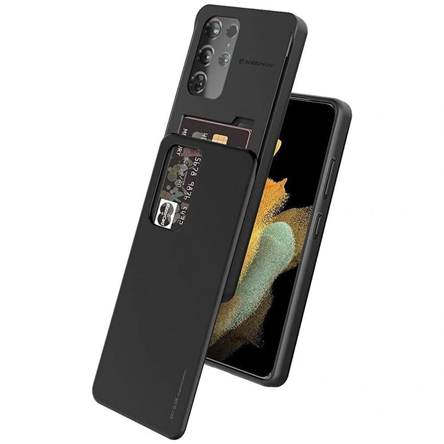 Mercury Sky Slide Bumper Case Cover With Card Slot for Galaxy Note 20 Ultra - Black - GR Phones
