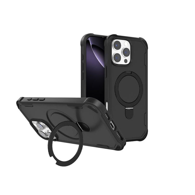 Military Rotative Ring Stand Armour Case for Galaxy S26 Ultra - Black (Magsafe Compatible) - GR Phones