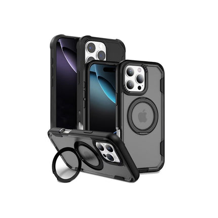 Military Rotative Ring Stand Armour Case for Galaxy S26 Ultra - Black (Magsafe Compatible) - GR Phones