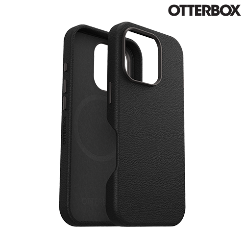 OtterBox: Symmetry Series Cactus Leather for MagSafe Case for iPhone 16 Pro Max – Noir Ash (Black) - GR Phones