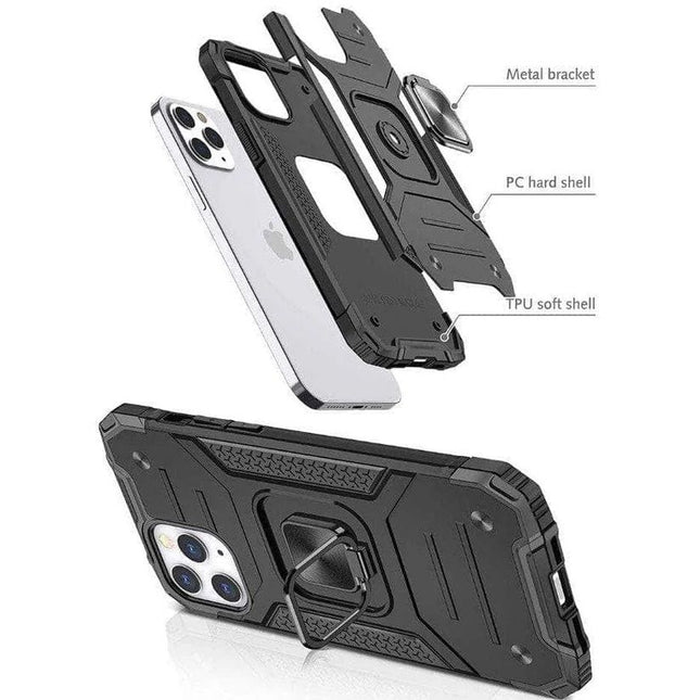 ShockProof Robot Magnetic Ring Case Cover For Galaxy S22 Ultra - GR Phones