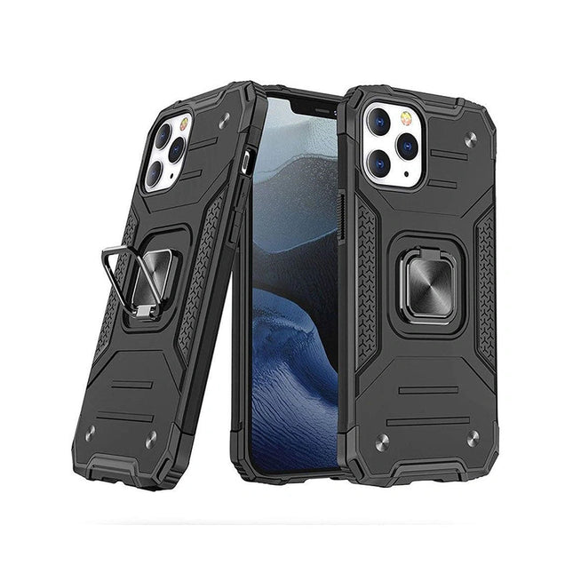ShockProof Robot Magnetic Ring Case Cover For iPhone 16 Pro Max - Black - GR Phones