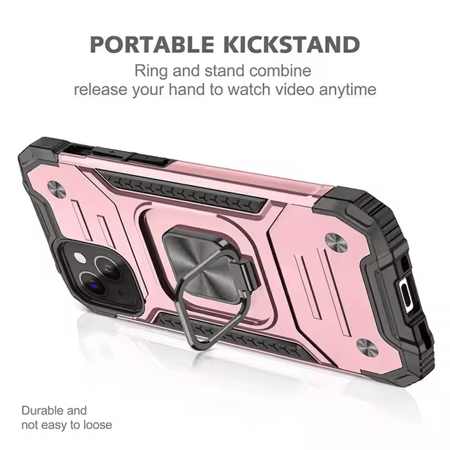 ShockProof Robot Magnetic Ring Case Cover For iPhone 16 Pro Max - Black - GR Phones