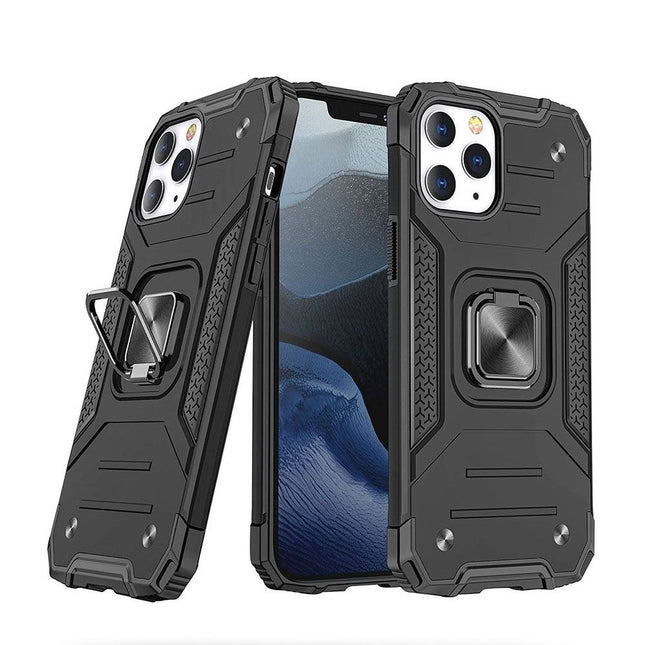 ShockProof Robot Magnetic Ring Case Cover For iPhone 16 Pro Max - Black - GR Phones