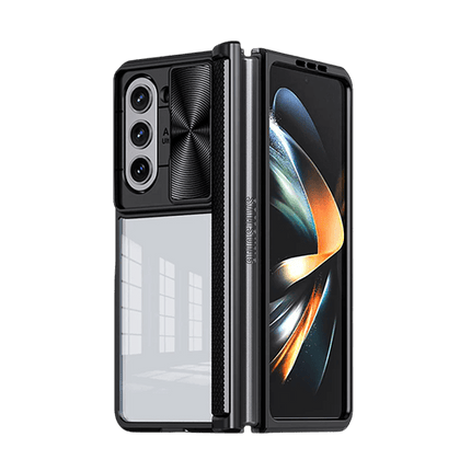 Sliding Lens Camera Transparent Shockproof Case Cover For Galaxy Z Fold 5 - Transparent - GR Phones