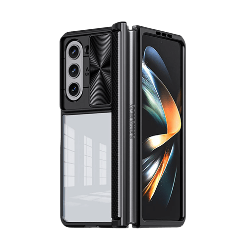 Sliding Lens Camera Transparent Shockproof Case Cover For Galaxy Z Fold 5 - Transparent - GR Phones