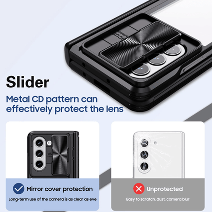 Sliding Lens Camera Transparent Shockproof Case Cover For Galaxy Z Fold 5 - Transparent - GR Phones