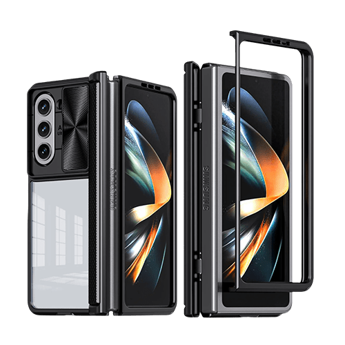 Sliding Lens Camera Transparent Shockproof Case Cover For Galaxy Z Fold 5 - Transparent - GR Phones