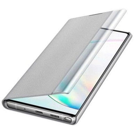 Transparent Flip Leather Case Cover with See Thru Design For Galaxy Note 10 - Grey - GR Phones