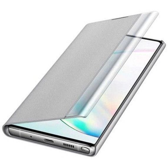 Transparent Flip Leather Case Cover with See Thru Design For Galaxy Note 10 - Grey - GR Phones