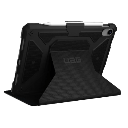 UAG Metropolis Apple iPad 11th (A16) / 10th Gen Folio Rugged Case - Black (123396114040), DROP+ Military Standard, Adjustable Stand - GR Phones