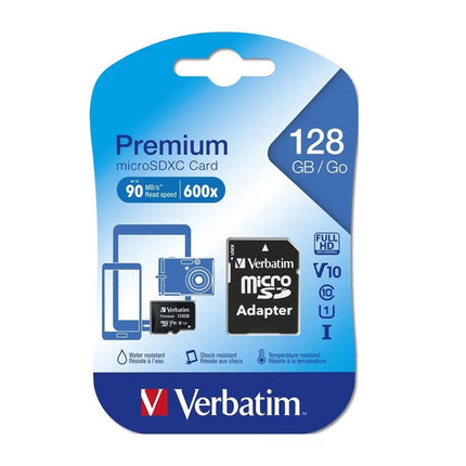 Verbatim Premium 600X MicroSD Card with Adapter 128 GB - GR Phones