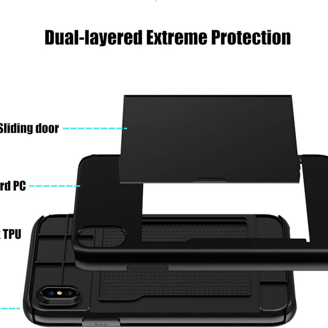 Xinghui Case Cover With Card Holder For iPhone X/ XS - Black - GR Phones